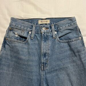 Madewell light washed, ripped jeans